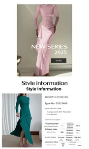 Detailed fabric chart for a Y2K slim-fit maxi dress in 93% polyester and 7% elastane