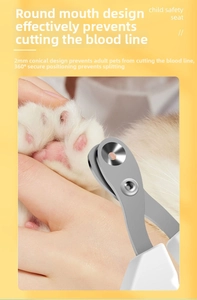 Detail of 2mm tapered hole design on stainless steel cat nail clipper for safe trimming