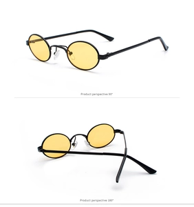 Dual-view detail of vintage metal sunglasses showing 90 and 180 degree angles