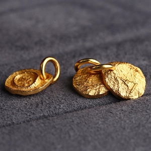 S925 silver gold-plated lotus tag pendants with hammered texture for jewelry making