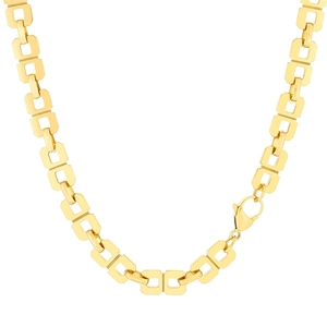 Collier chaîne dorée en acier inoxydable avec maillons en huit et fermoir mousqueton