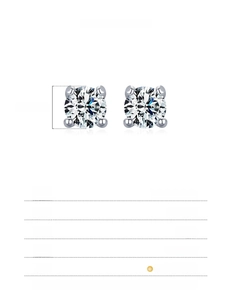 Detailed specs of 925 sterling silver stud earrings with 0.10Ct Moissanite stones