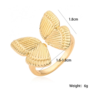 Minimalist 18K gold plated copper butterfly open ring featuring elegant wings design