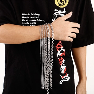 Minimalist silver stainless steel curb chain necklaces for men and women in hip hop style