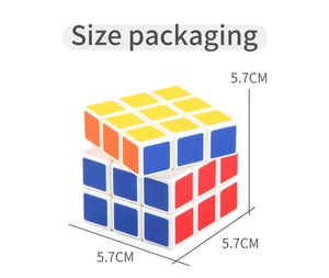 Macro view showing the 5.7CM dimensions of the 3x3x3 smooth speed cube for kids