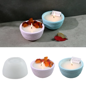 Siliconen Mal Voor DIY Ronde Kaars Kom Container Getextureerd Oppervlak Voor Aromatherapie Wax Gips Cement Craft Tools