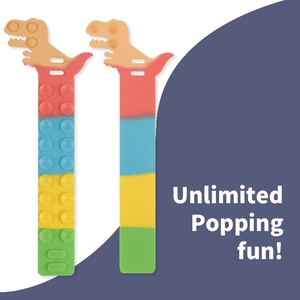 Rainbow dinosaur silicone pop fidget bracelet and bookmark toy with popping bubbles