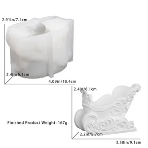 Détails du moule en silicone traîneau avec dimensions et motifs en relief pour artisanat