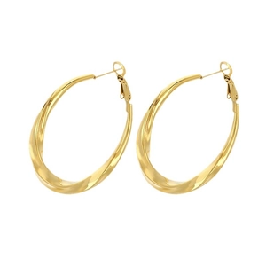 Elegant 18K gold-plated twisted C-shaped hoop earrings in minimalist stainless steel design