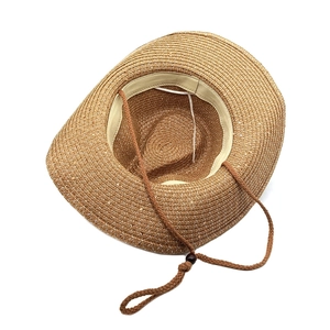 Chapeau de soleil en paille à paillettes avec jugulaire, style western à bord large