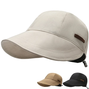Damen Baumwolle Sonnenhut Breite Krempe Outdoor Verstellbar Vintage Fischerhut Mit Lederpatch