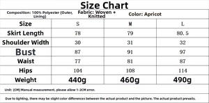Detailed size chart for the elegant sleeveless beige dress with material composition