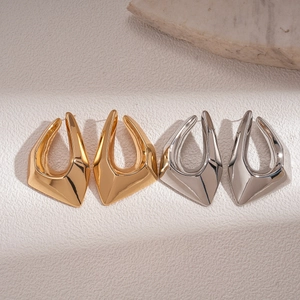 Minimalist 18K gold plated and silver geometric irregular stud earrings for women