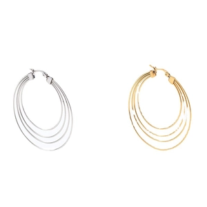 Boucles d'oreilles créoles multicouches en acier inoxydable doré et argenté
