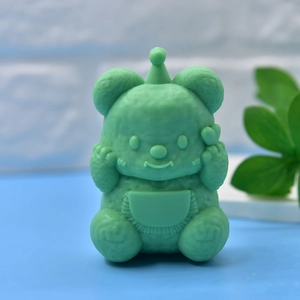 Mint green 3D teddy bear silicone mold for DIY soap, candle and cake baking crafts