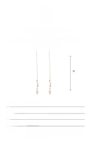 Detailed view of baroque pearl threader earrings with S925 silver and size measurements