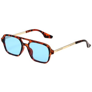 Square Aviator Sunglasses Retro Double Bridge Plastic Metal Frame UV400 Fashion Eyewear For Men And Women