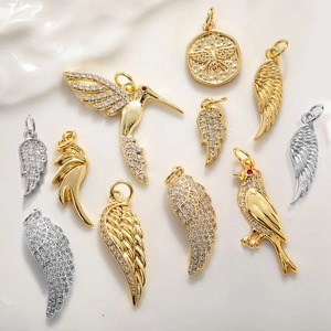 Pendentifs Breloques Cuivre Plaqué Or Zircone Ailes Animaux Hippocampe Sirène Pour Accessoires De Fabrication De Bijoux DIY