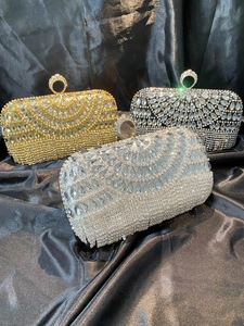 Rhinestone Evening Clutch Bag With Tassel Fringe For Women Wedding Party Luxury Ring Clasp Metal Chain Sparkling