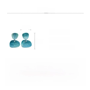Detailed view showing resin earring dimensions 7.5cm by 4.9cm and 13.3g weight