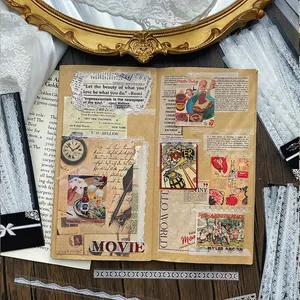 Vintage white lace PET stickers for journaling with elegant floral patterns and frames
