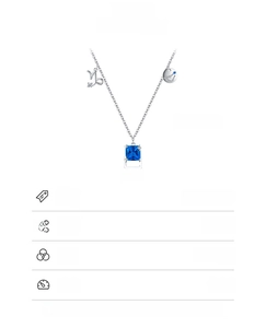 S925 sterling silver Capricorn necklace featuring a square blue gemstone and star pattern
