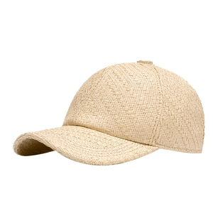Classic straw woven baseball cap for men and women breathable summer sun hat in beige