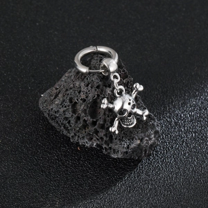 Gothic punk skull and crossbones pendant earrings in vintage silver finish for men