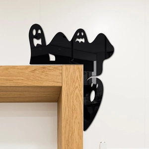 Ghost-shaped black acrylic mirror sticker for Halloween door frame decoration