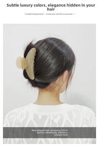 Glitter acrylic hair claw clip shown in a stylish French updo hairstyle on a model