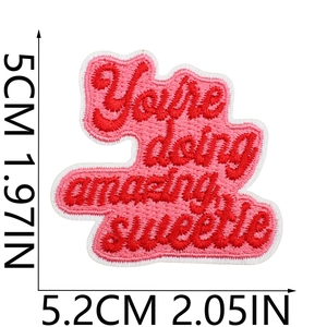 Close-up of You're doing amazing sweetie embroidery patch with dimensions 5.2x5.0cm
