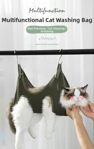 Grooming cat bag for nail trimming and ear cleaning with breathable mesh fabric