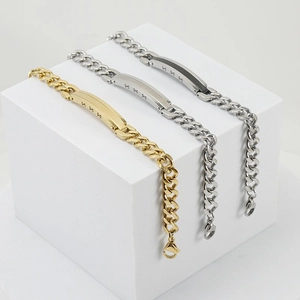Bracelets gourmette cubaine pour hommes en acier inoxydable or, argent et noir mat