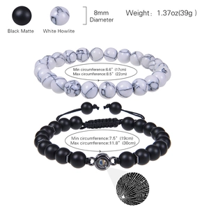 I Love You 100 languages beaded couple bracelet set with natural matte stone 8mm beads