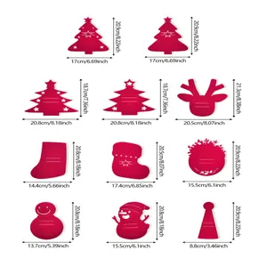 Christmas felt cutlery holders set in various holiday shapes with specific size dimensions