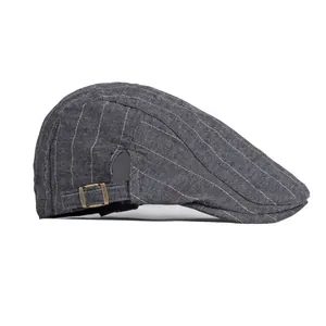 Casquette gavroche grise à fines rayures avec boucle latérale et tissu respirant