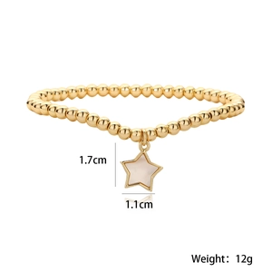 Detail of 18K gold beaded bracelet with star pendant measurements and 12g weight