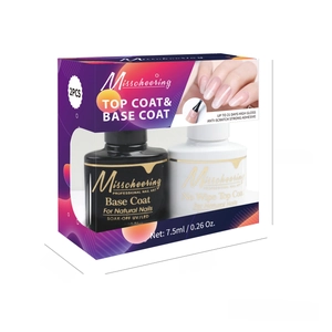 Misscheering 7.5ml Soak-Off UV LED Base and Top Coat set for 21-day high gloss manicures