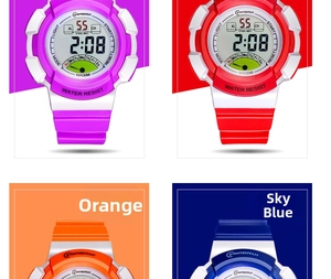 Waterproof digital sports watch for girls with alarm and stopwatch in multiple colors