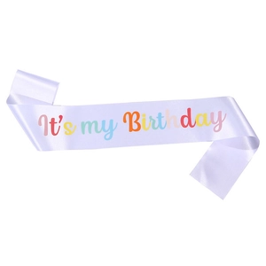 Birthday party set with white and lilac It's my Birthday sash and matching headband
