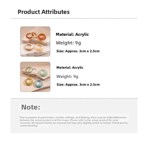 Detailed specs of acrylic marble geometric ring set with dimensions and weight info