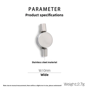 Détail d'un fermoir rond en acier inoxydable de 10mm avec dimensions et poids de 2,7g