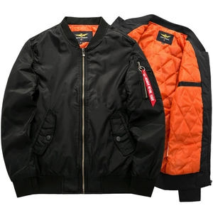 Chaqueta Bomber MA-1 para Hombre Clásica Chaqueta de Vuelo Nylon Acolchado Abrigo de Invierno Forro Naranja Cortavientos