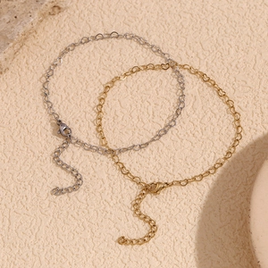 Heart Chain Anklet Stainless Steel 14K Gold Plated Minimalist Adjustable Foot Jewelry For Women