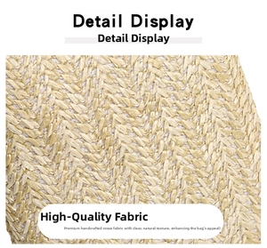 Macro close-up showing the precise herringbone weave of the natural straw fabric