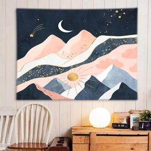 Abstract Mountain Landscape Tapestry Polyester Wall Hanging Bohemian Art Decor For Bedroom Living Room Dormitory