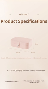 Portable pink leather jewelry box travel storage organizer for rings and earrings case.