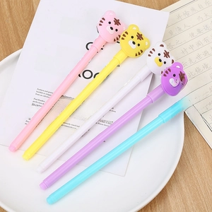 Five-piece set of cartoon tiger gel pens in pastel macaron colors for students