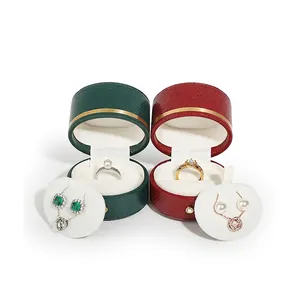 Elegant Cylindrical Jewelry Box Organizer PU Leather Velvet Lining For Rings Necklaces Earrings Luxury Portable Storage