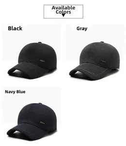 Detailed comparison of winter baseball caps in black, grey, and navy blue with knit texture